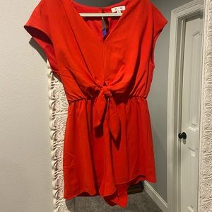 Red romper with open back